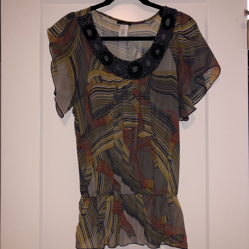 Semi Sheer Beaded shirt sz large